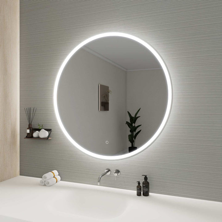 39 Round Led Front And Backlit Wall Mirror In Silver