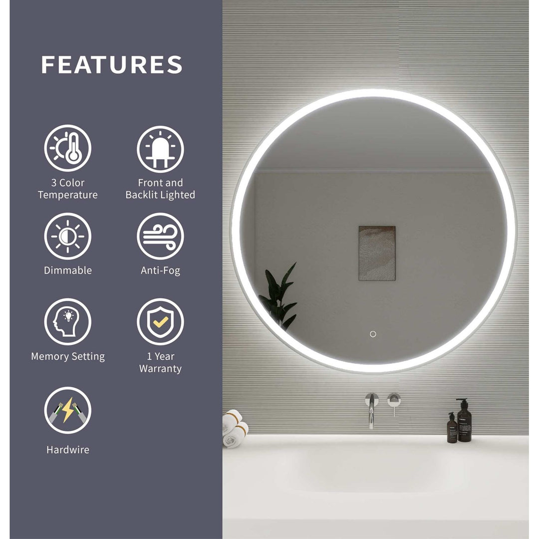 39 Round Led Front And Backlit Wall Mirror In Silver