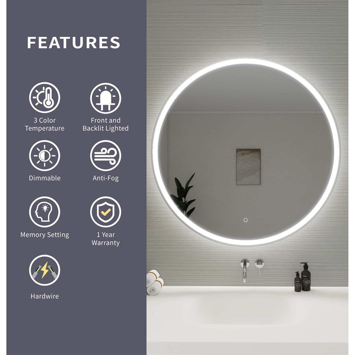 39 Round Led Front And Backlit Wall Mirror In Silver