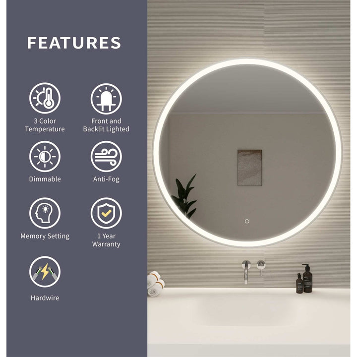 39 Round Led Front And Backlit Wall Mirror In Silver