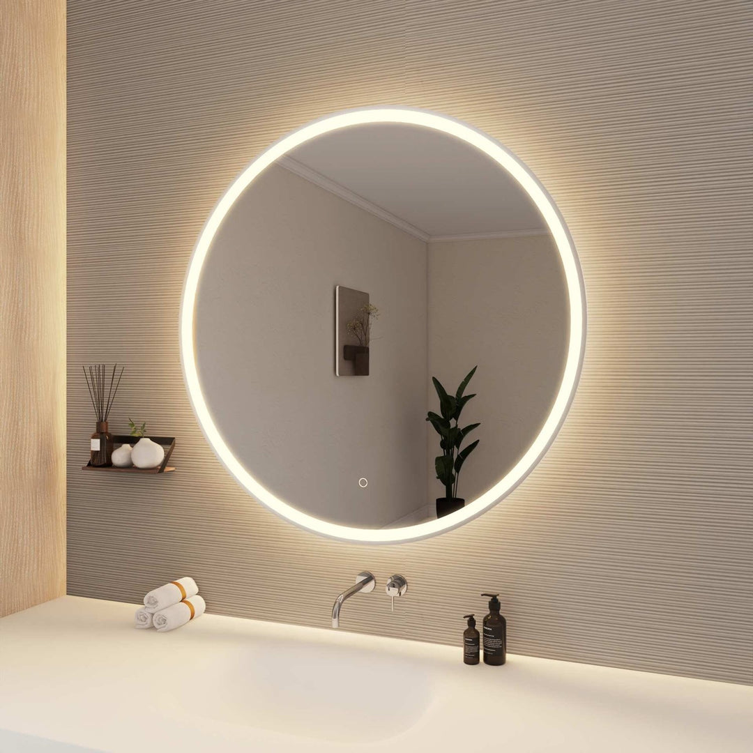 39 Round Led Front And Backlit Wall Mirror In Silver