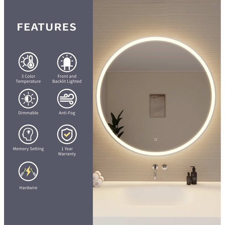 39 Round Led Front And Backlit Wall Mirror In Silver