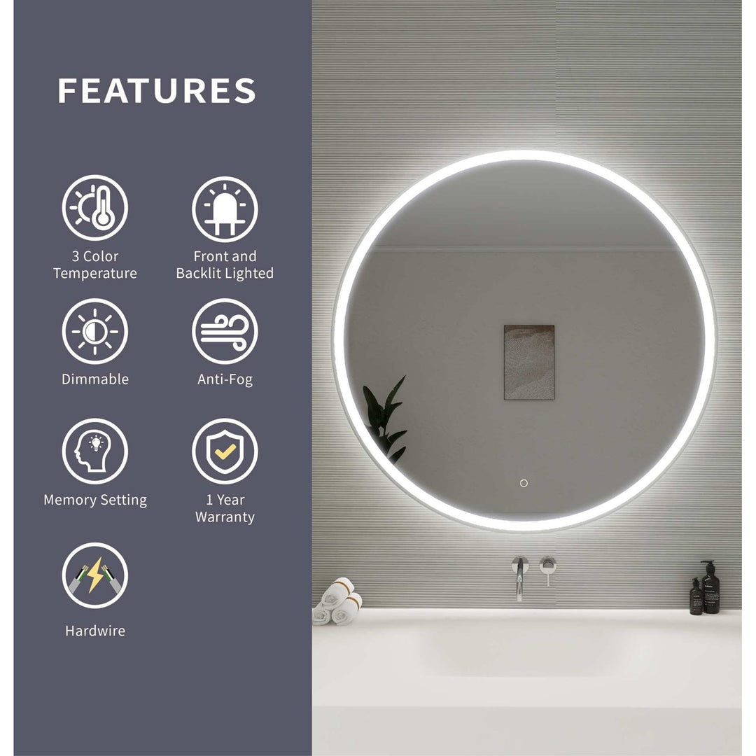 42 Round Led Front And Backlit Wall Mirror In Silver