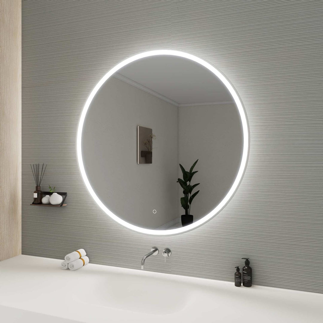 42 Round Led Front And Backlit Wall Mirror In Silver