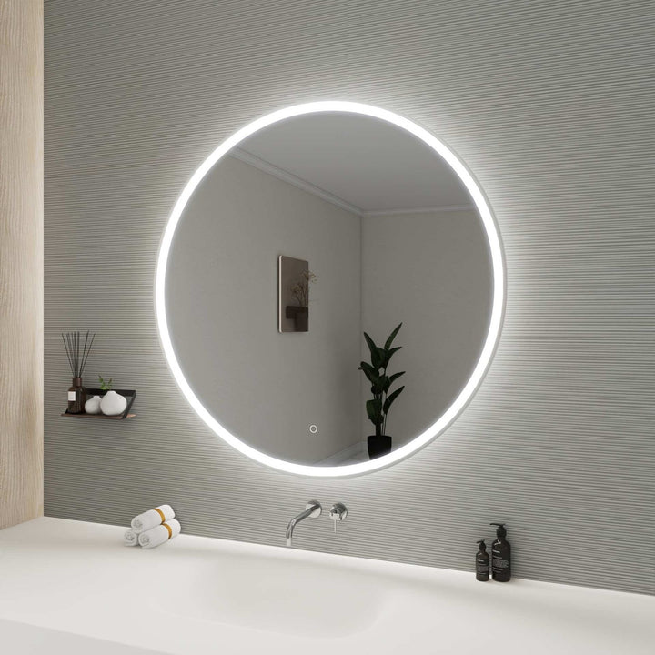42 Round Led Front And Backlit Wall Mirror In Silver