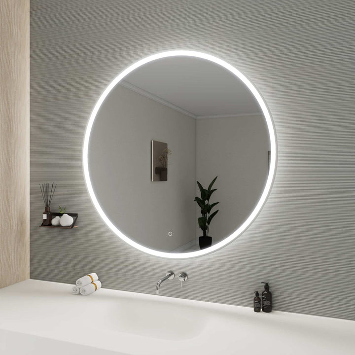 45 Round Led Front And Backlit Wall Mirror In Silver