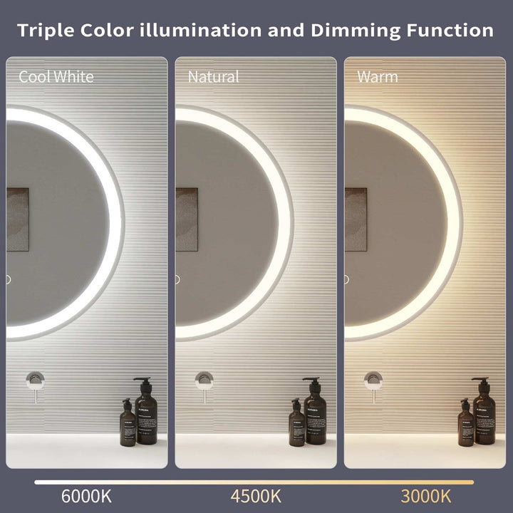 45 Round Led Front And Backlit Wall Mirror In Silver