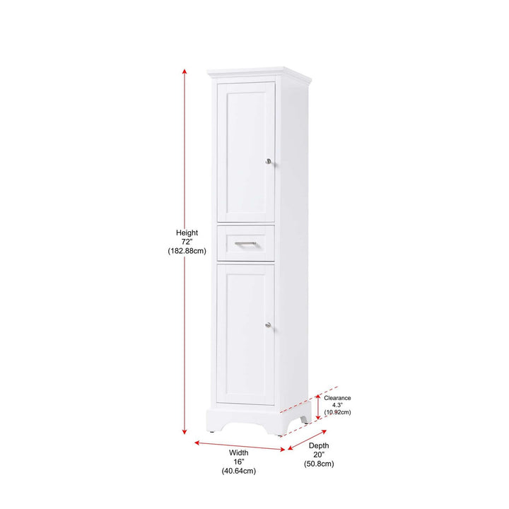 16 Inch Bath Storage Cabinet In White