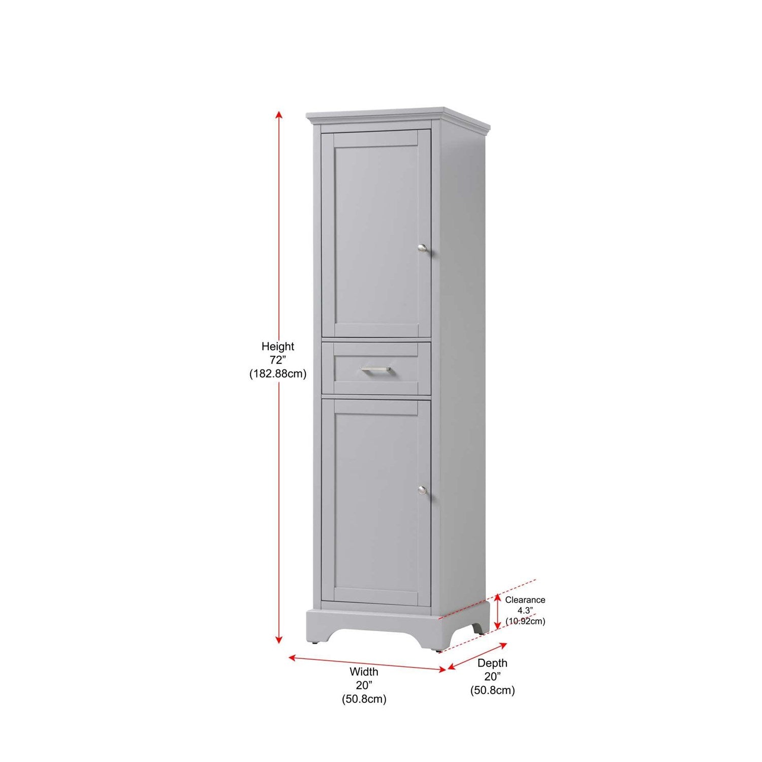 20 Inch Bath Storage Cabinet In Grey