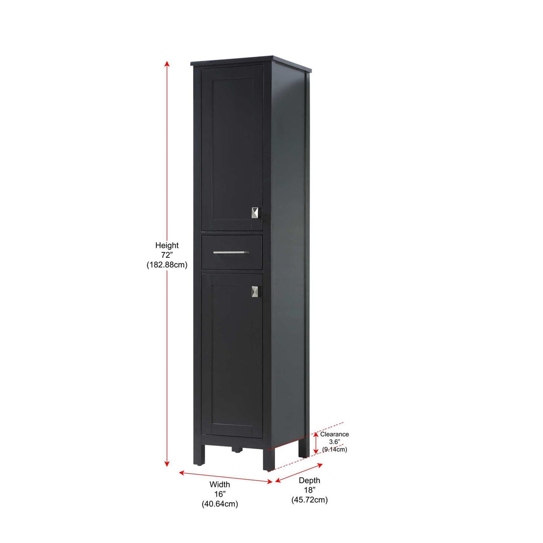 16 Inch Bath Storage Cabinet In Black