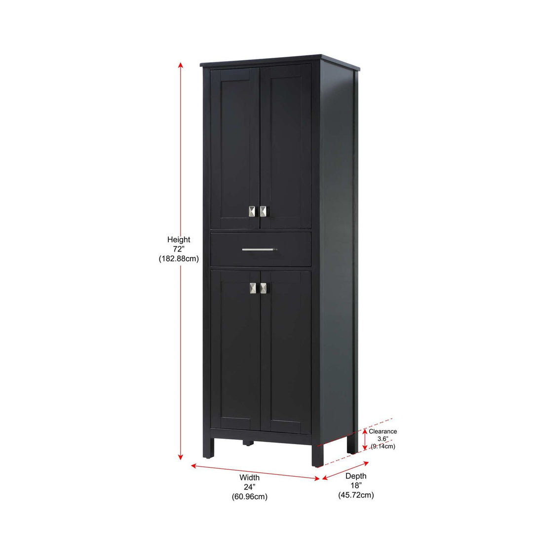 24 Inch Bath Storage Cabinet In Black