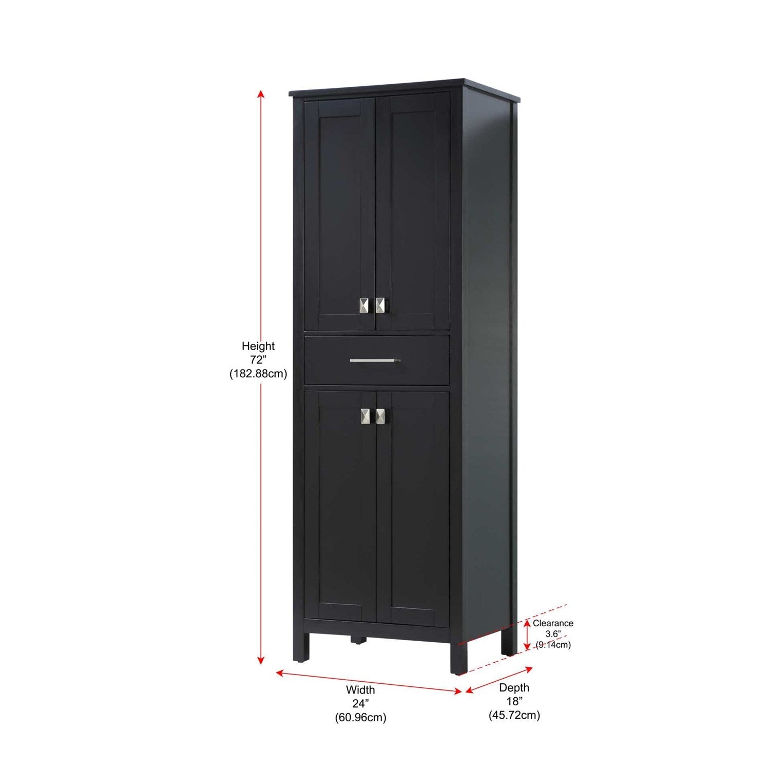 24 Inch Bath Storage Cabinet In Black
