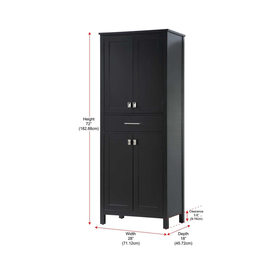 28 Inch Bath Storage Cabinet In Black