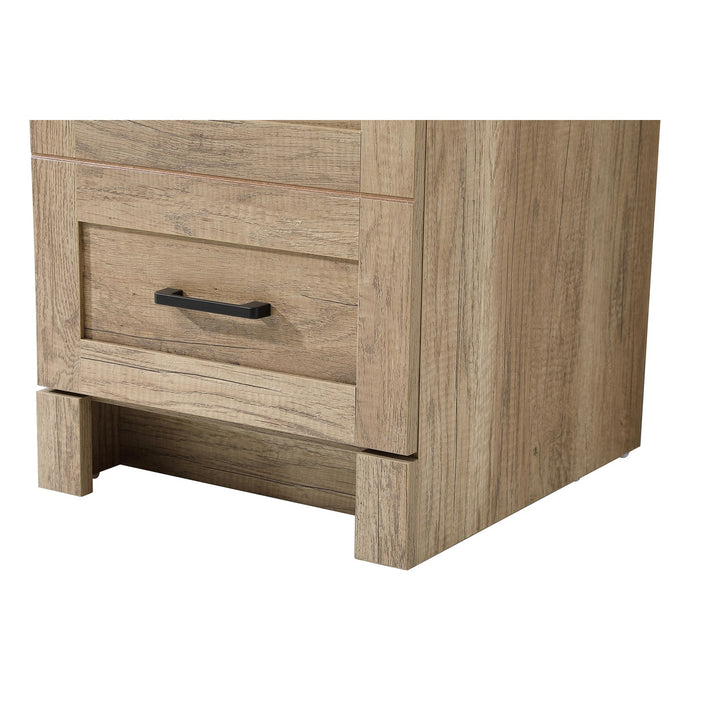 16 Inch Bath Storage Glass Cabinet In Natural Oak