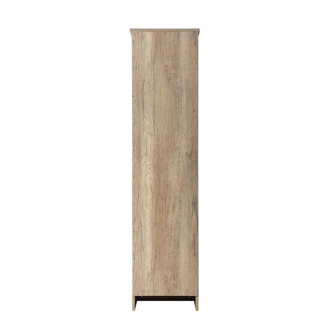 16 Inch Bath Storage Glass Cabinet In Natural Oak