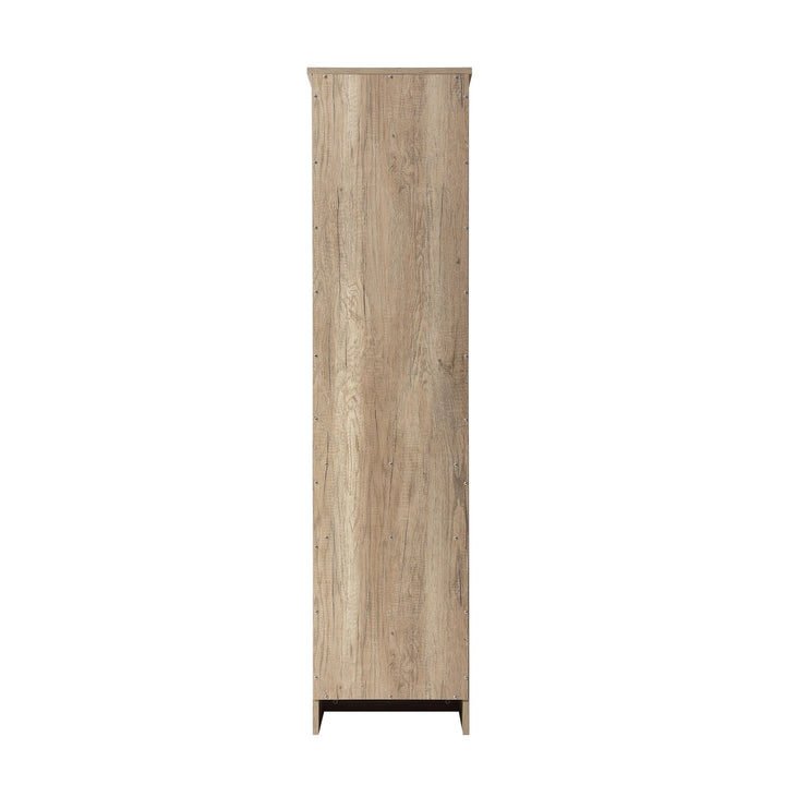 16 Inch Bath Storage Glass Cabinet In Natural Oak