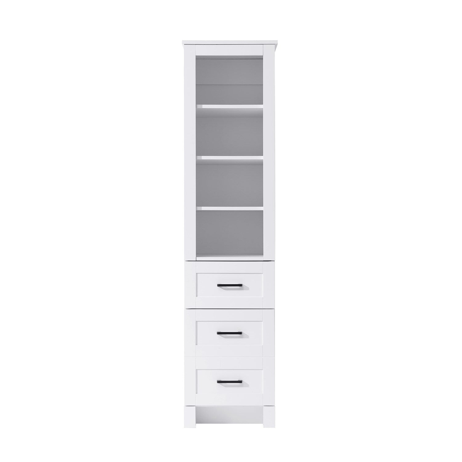 16 Inch Bath Storage Glass Cabinet In White by Elegant Kitchen and Bath