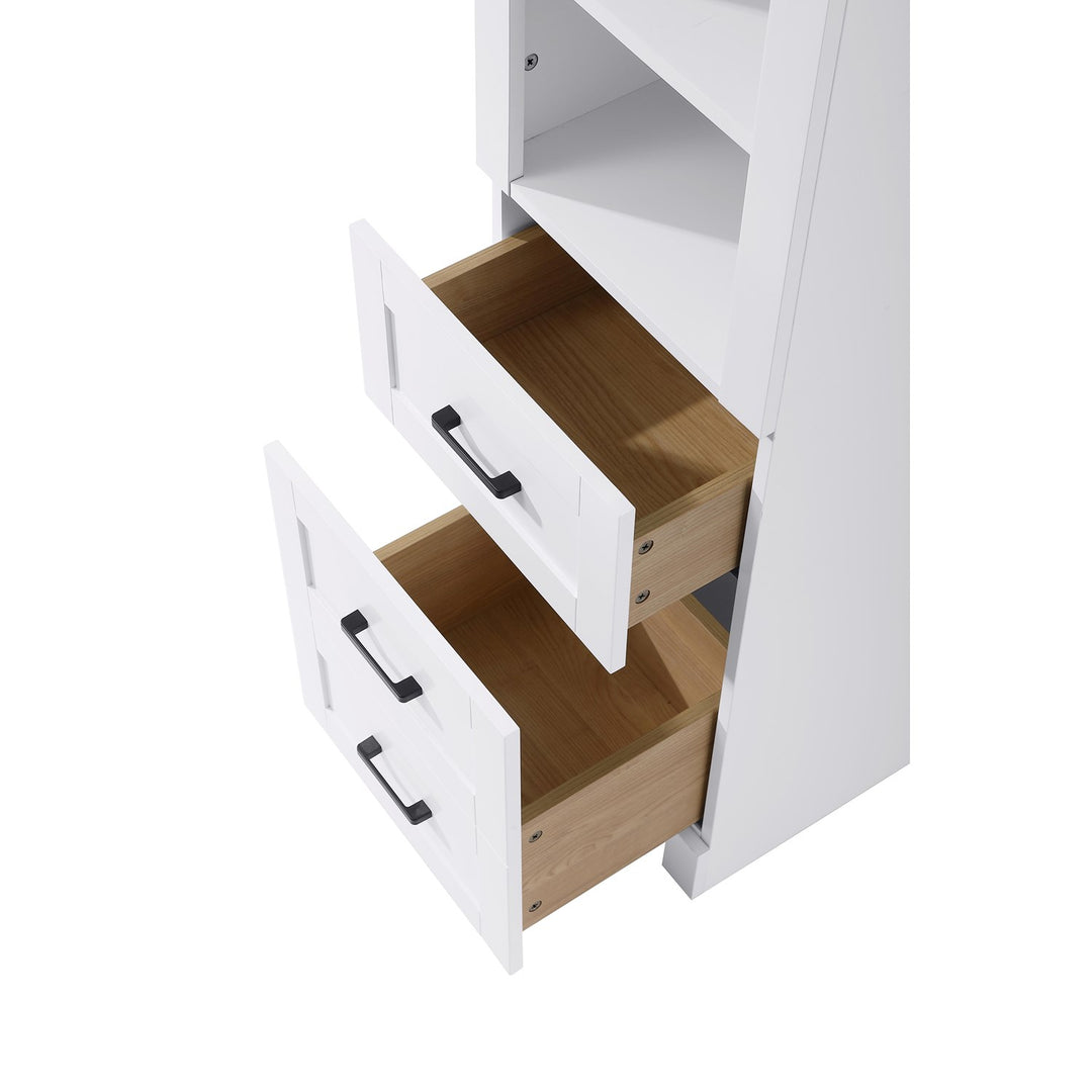 16 Inch Bath Storage Glass Cabinet In White