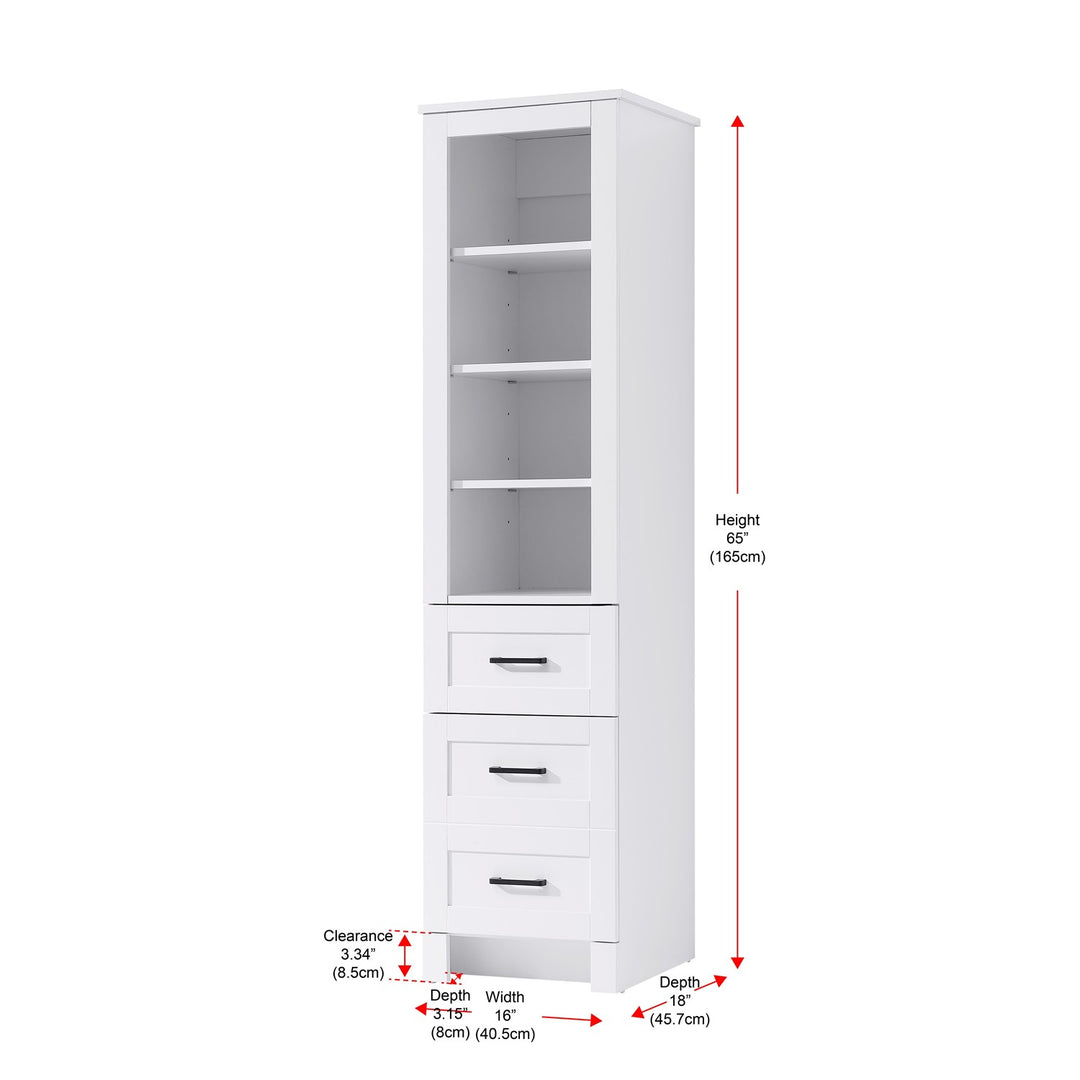 16 Inch Bath Storage Glass Cabinet In White