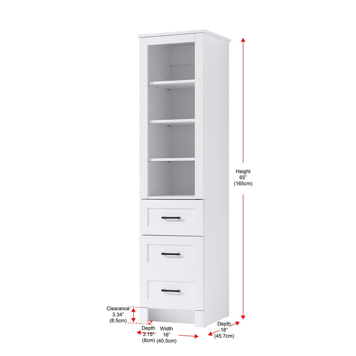 16 Inch Bath Storage Glass Cabinet In White
