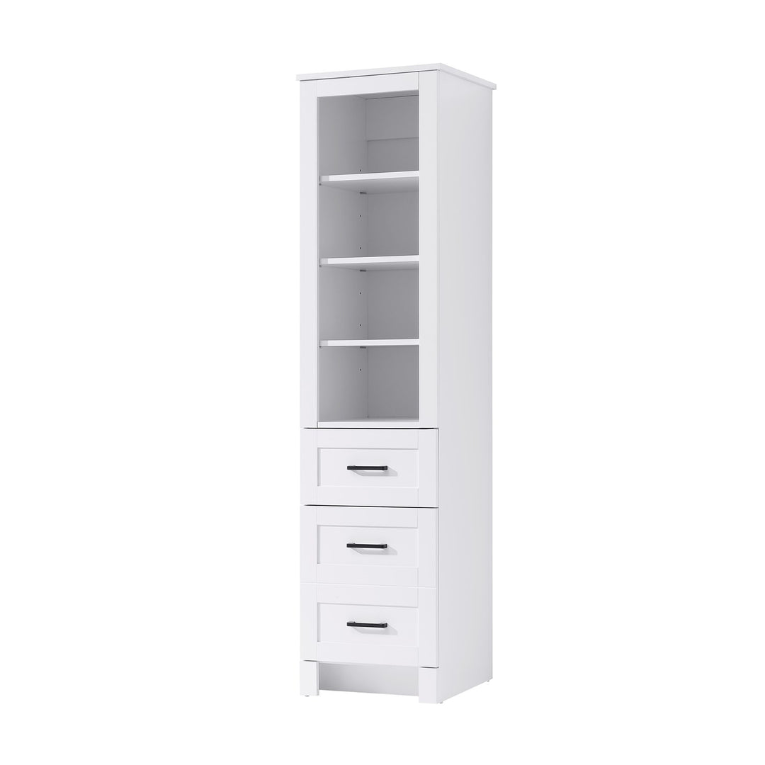 16 Inch Bath Storage Glass Cabinet In White
