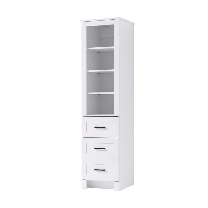 16 Inch Bath Storage Glass Cabinet In White