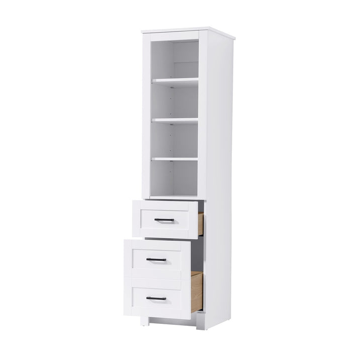 16 Inch Bath Storage Glass Cabinet In White