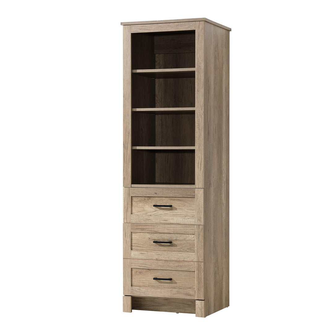 20 Inch Bath Storage Glass Cabinet In Natural Oak