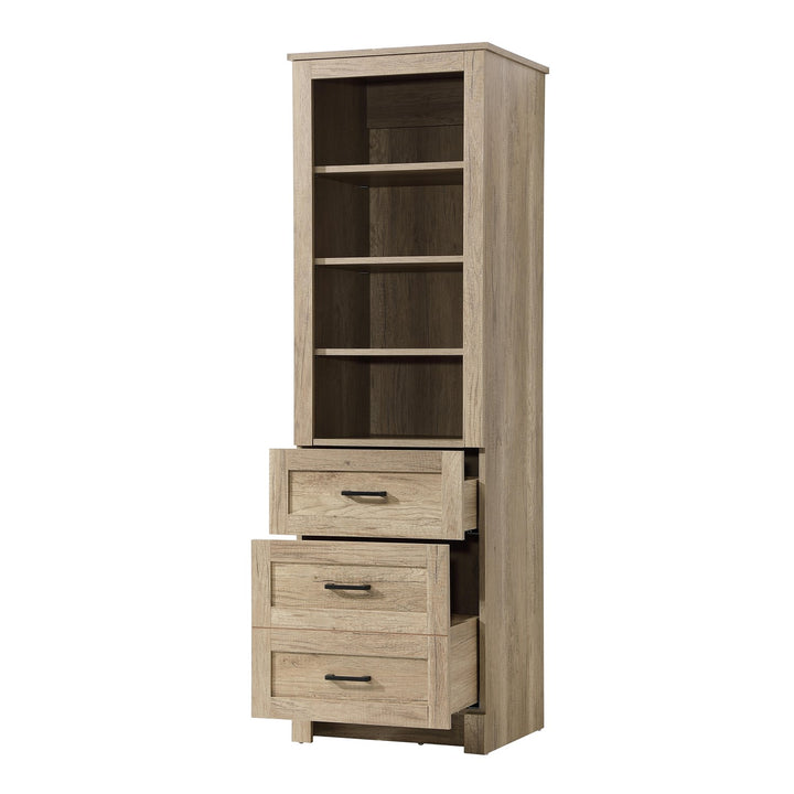 20 Inch Bath Storage Glass Cabinet In Natural Oak
