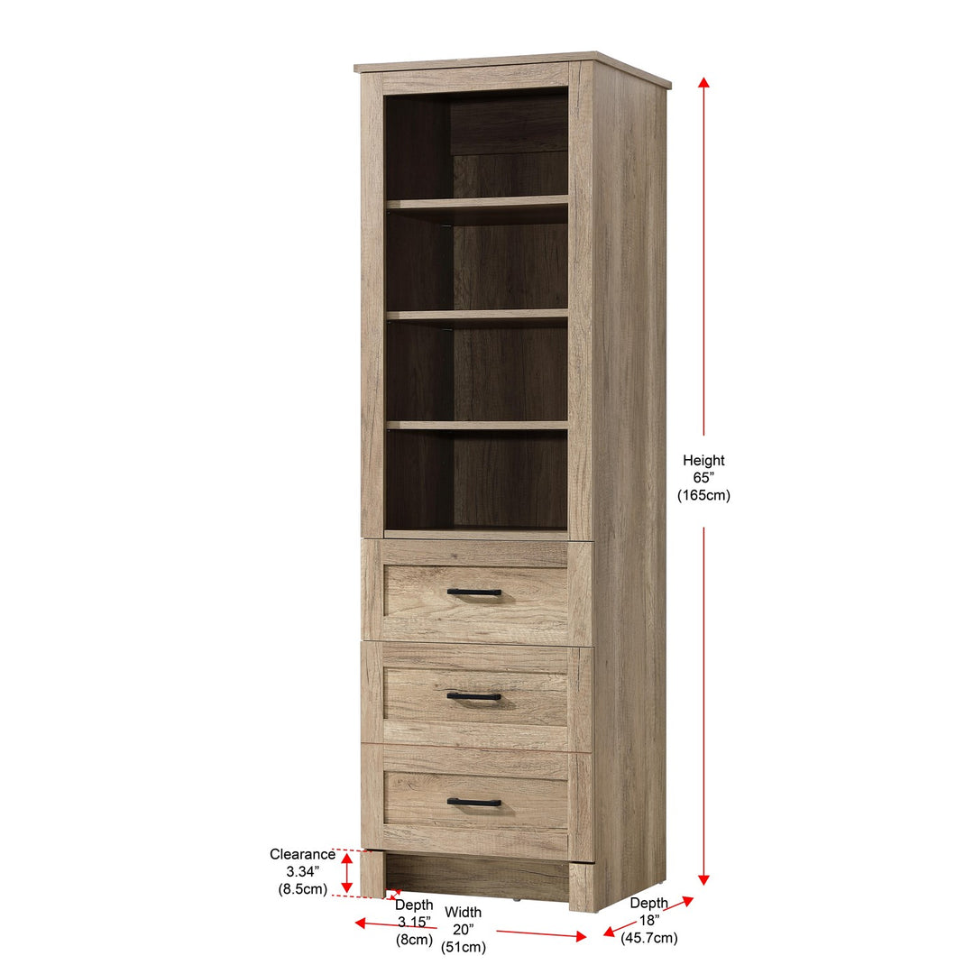 20 Inch Bath Storage Glass Cabinet In Natural Oak