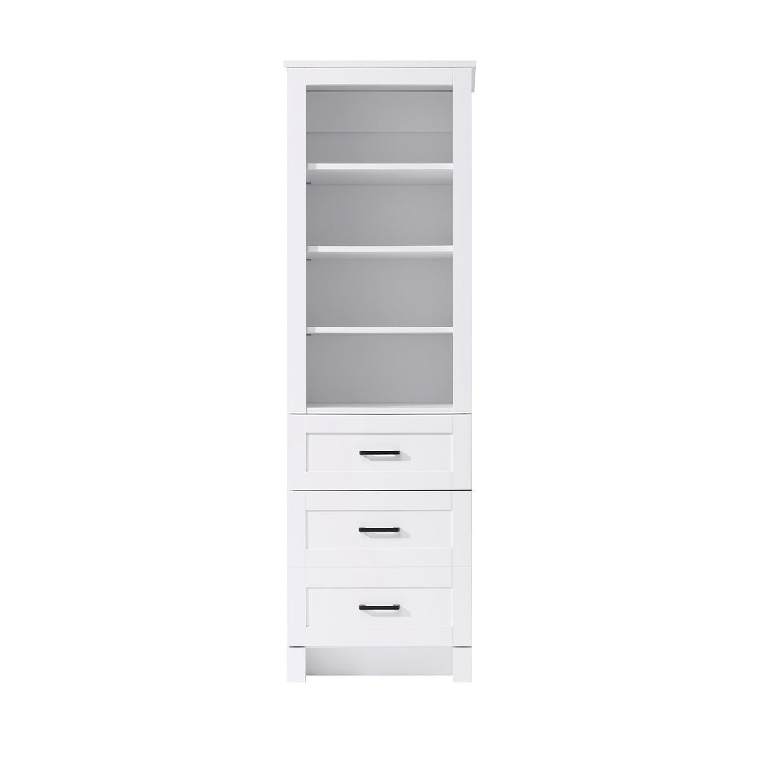 20 Inch Bath Storage Glass Cabinet In White by Elegant Kitchen and Bath