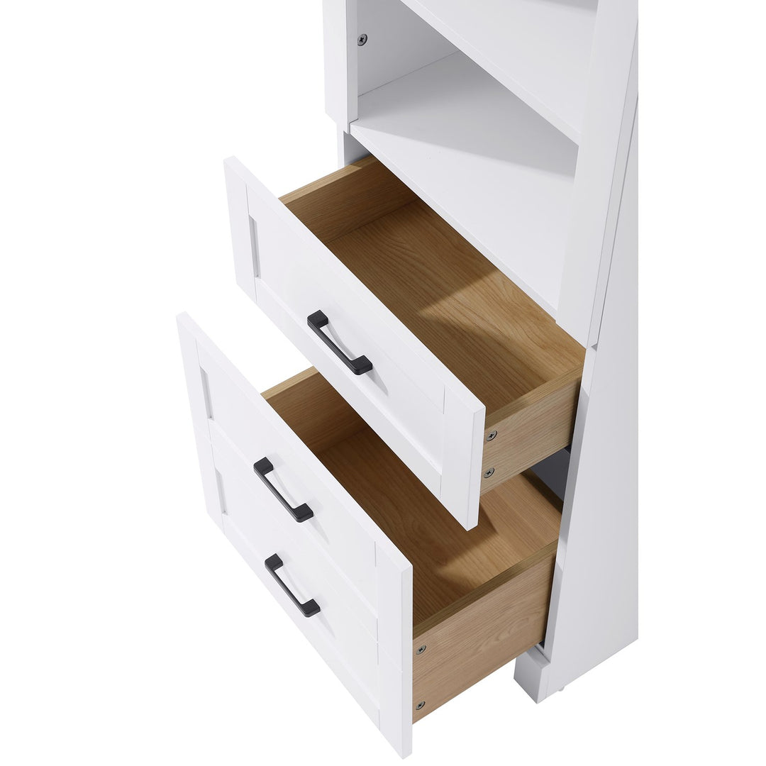 20 Inch Bath Storage Glass Cabinet In White