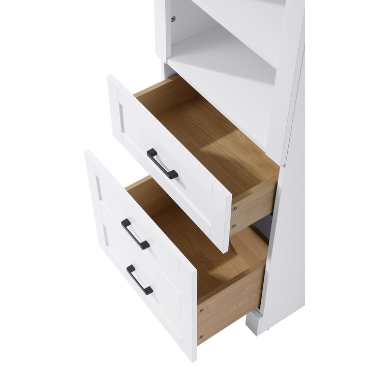 20 Inch Bath Storage Glass Cabinet In White
