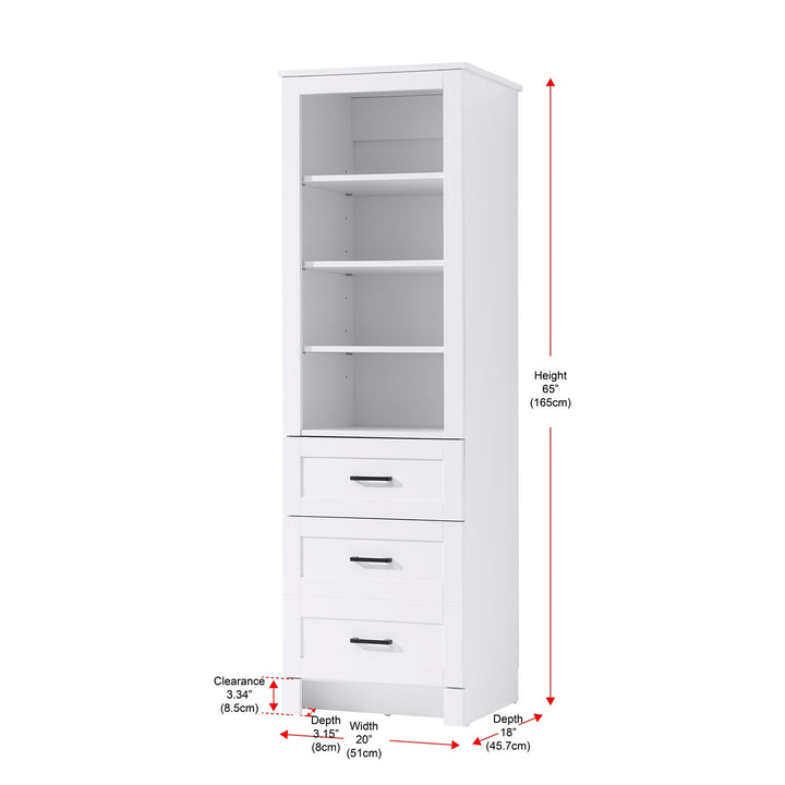 20 Inch Bath Storage Glass Cabinet In White