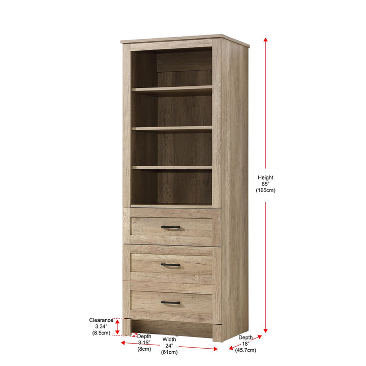 24 Inch Bath Storage Glass Cabinet In Natural Oak