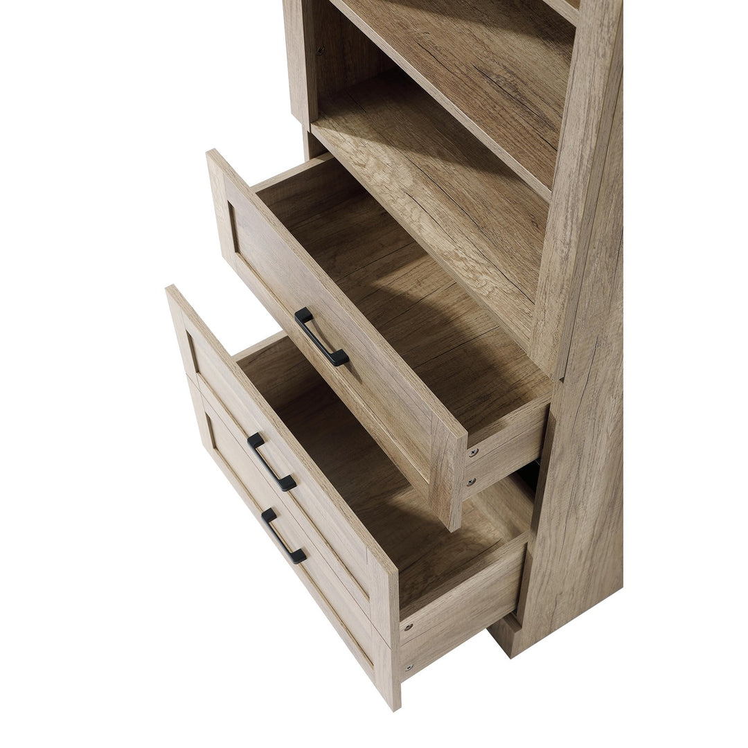 24 Inch Bath Storage Glass Cabinet In Natural Oak