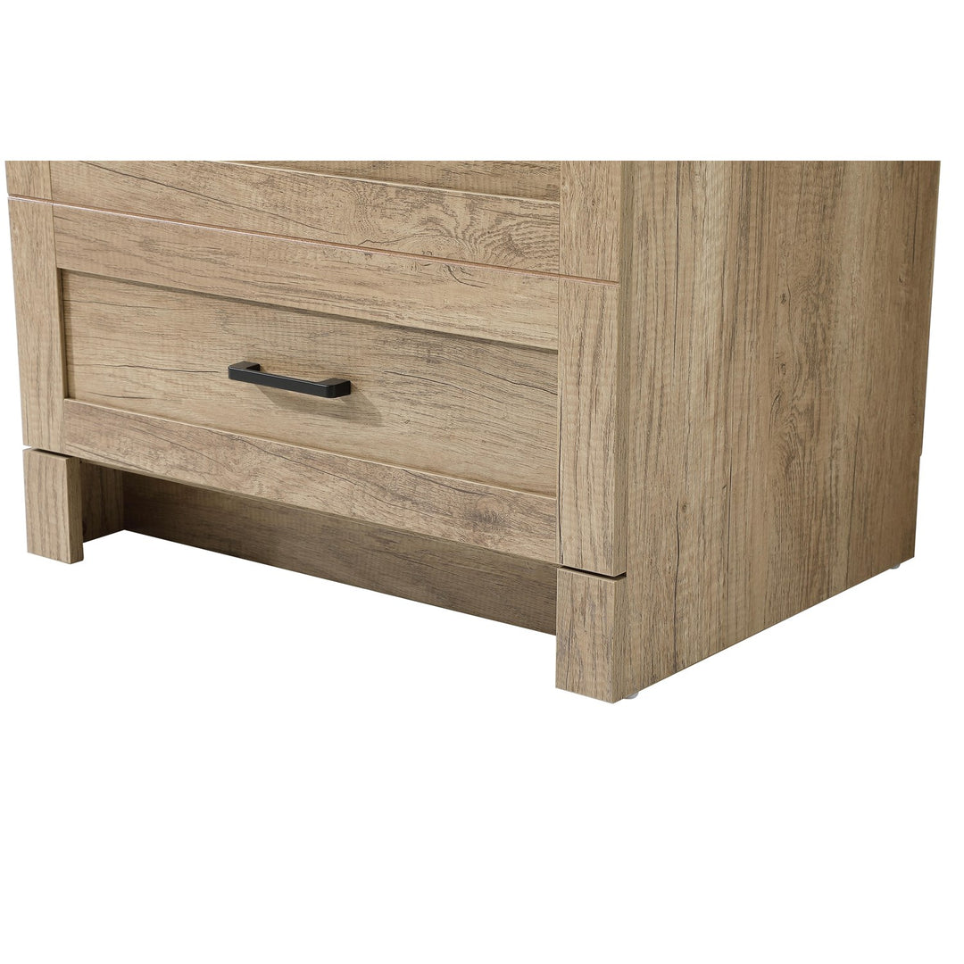24 Inch Bath Storage Glass Cabinet In Natural Oak