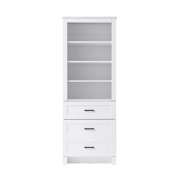 24 Inch Bath Storage Glass Cabinet In White by Elegant Kitchen and Bath