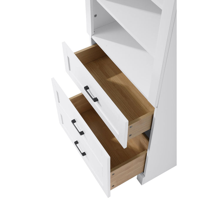 24 Inch Bath Storage Glass Cabinet In White