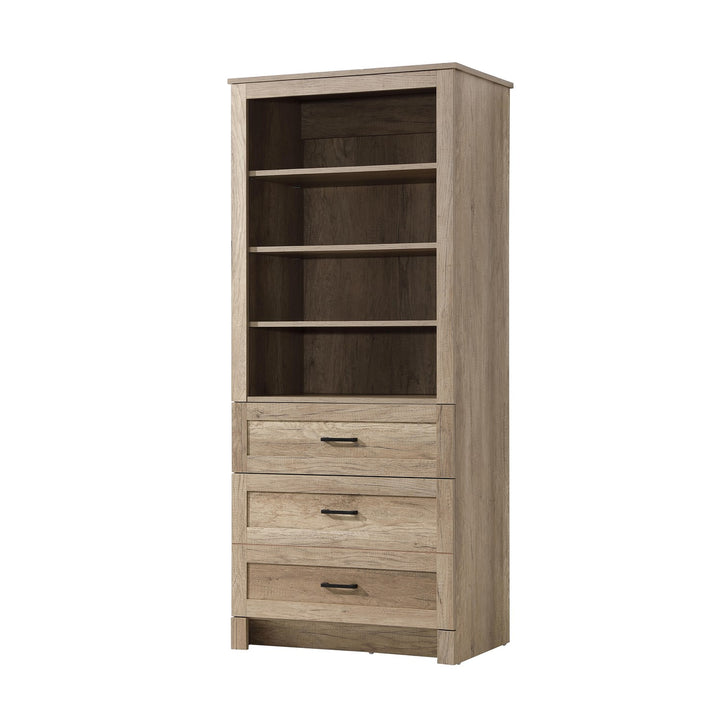 28 Inch Bath Storage Glass Cabinet In Natural Oak