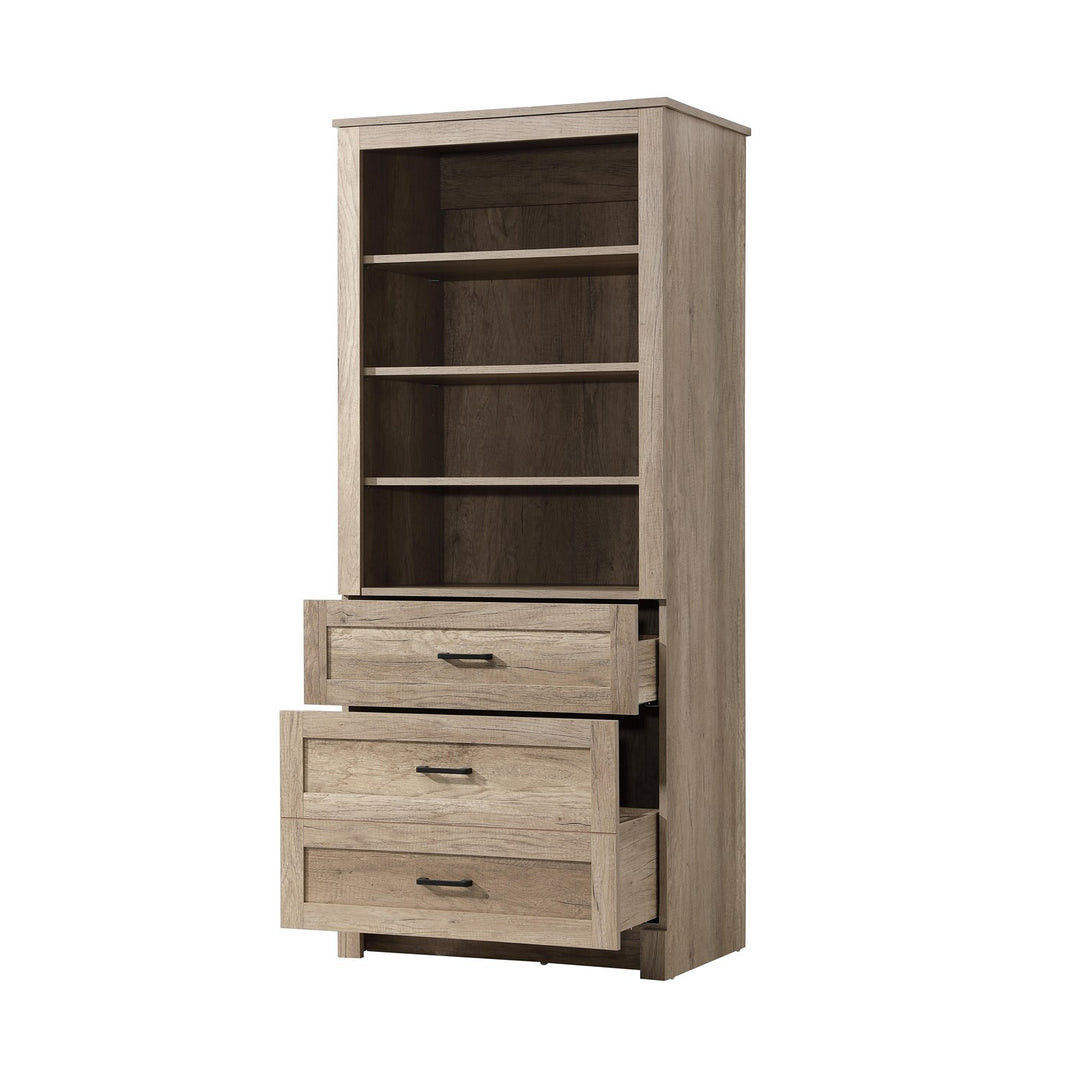 28 Inch Bath Storage Glass Cabinet In Natural Oak