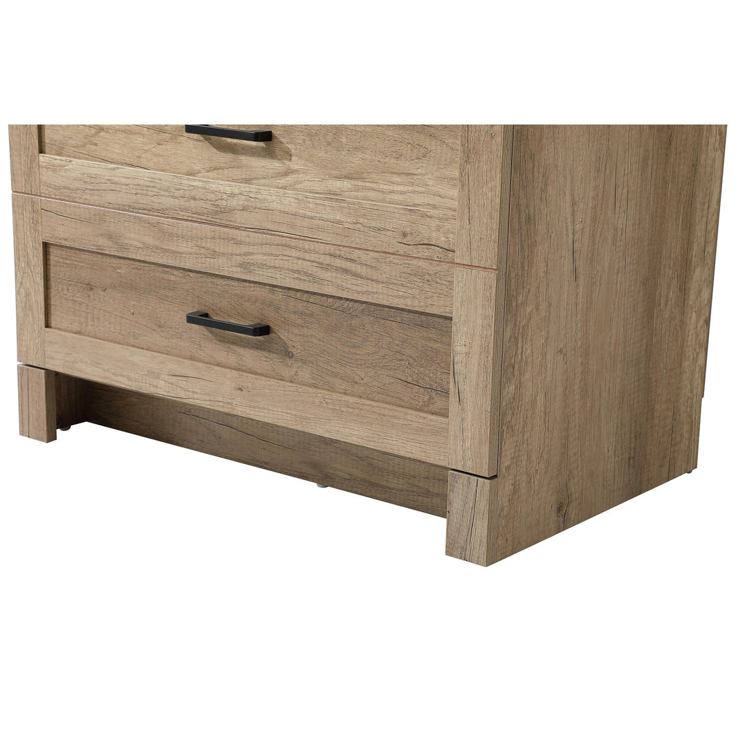 28 Inch Bath Storage Glass Cabinet In Natural Oak