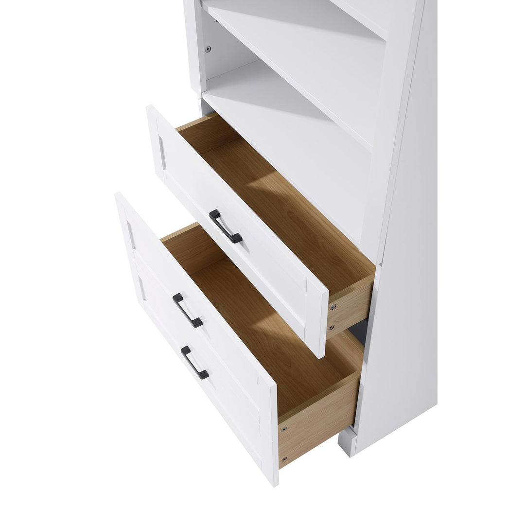 28 Inch Bath Storage Glass Cabinet In White