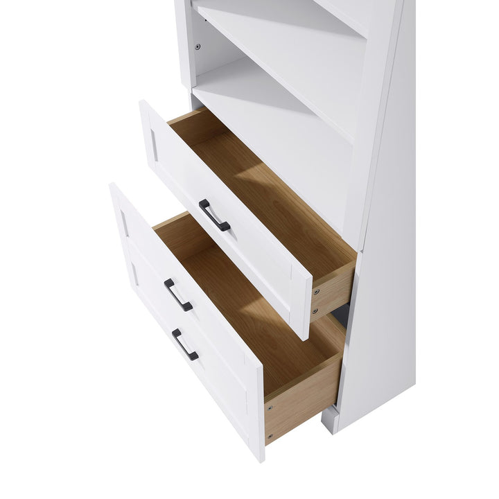 28 Inch Bath Storage Glass Cabinet In White