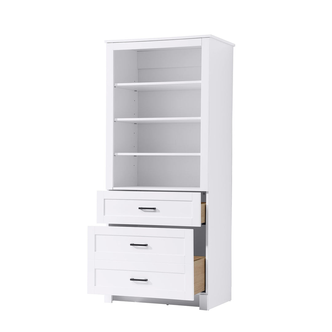 28 Inch Bath Storage Glass Cabinet In White