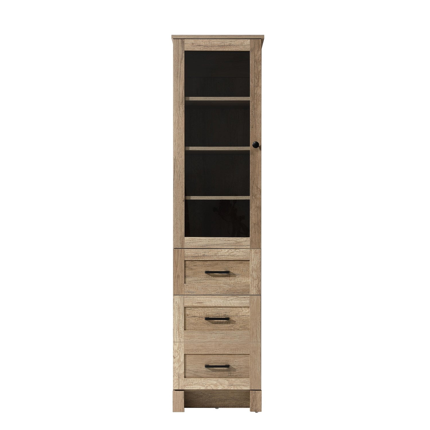16 Inch Bath Storage Glass Cabinet In Natural Oak by Elegant Kitchen and Bath