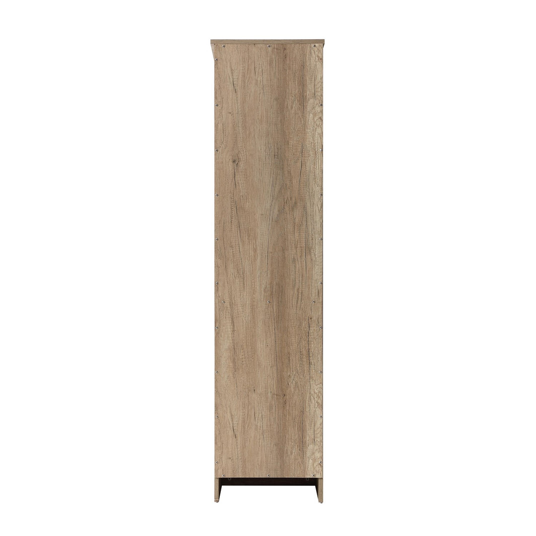 16 Inch Bath Storage Glass Cabinet In Natural Oak
