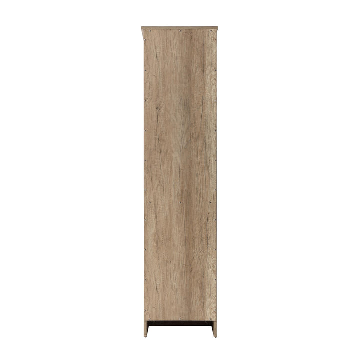 16 Inch Bath Storage Glass Cabinet In Natural Oak