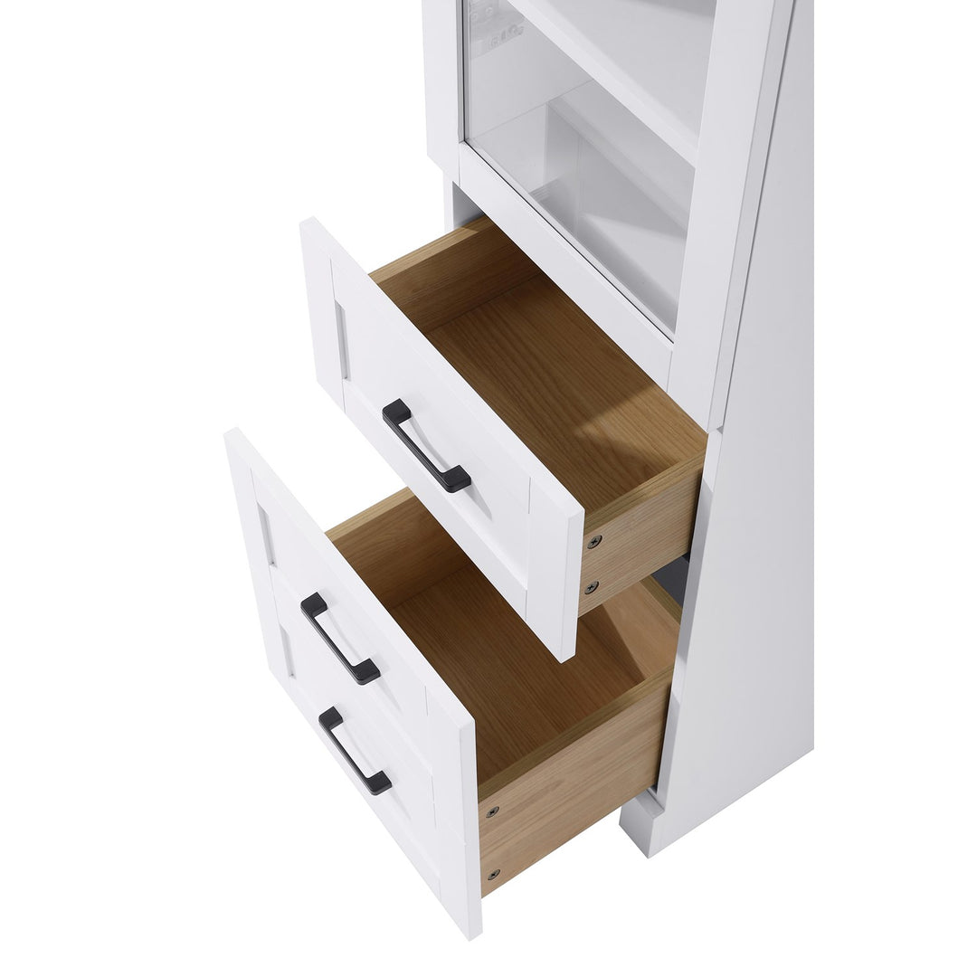 16 Inch Bath Storage Glass Cabinet In White