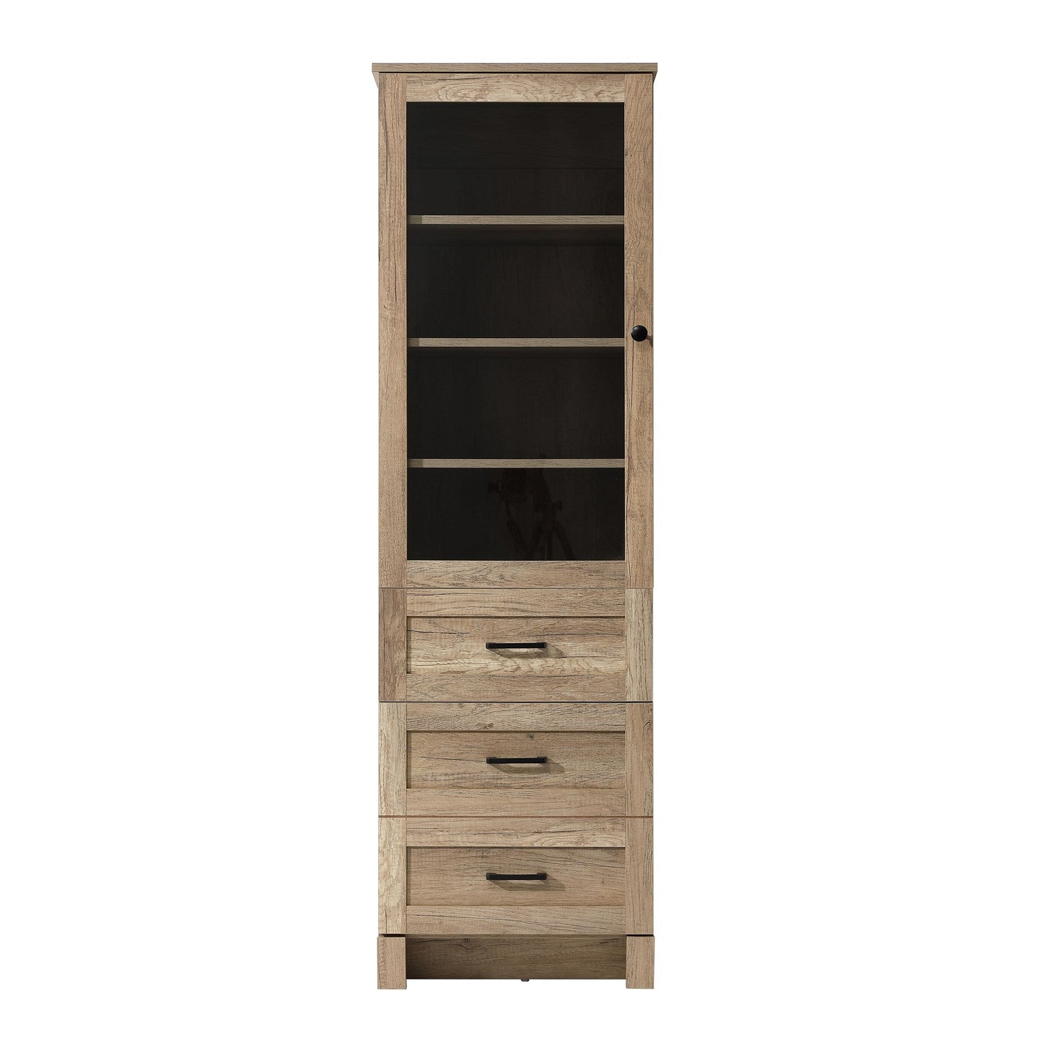 20 Inch Bath Storage Glass Cabinet In Natural Oak by Elegant Kitchen and Bath